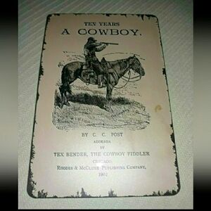 Vintage style Western Cowboy on a horse metal sign New